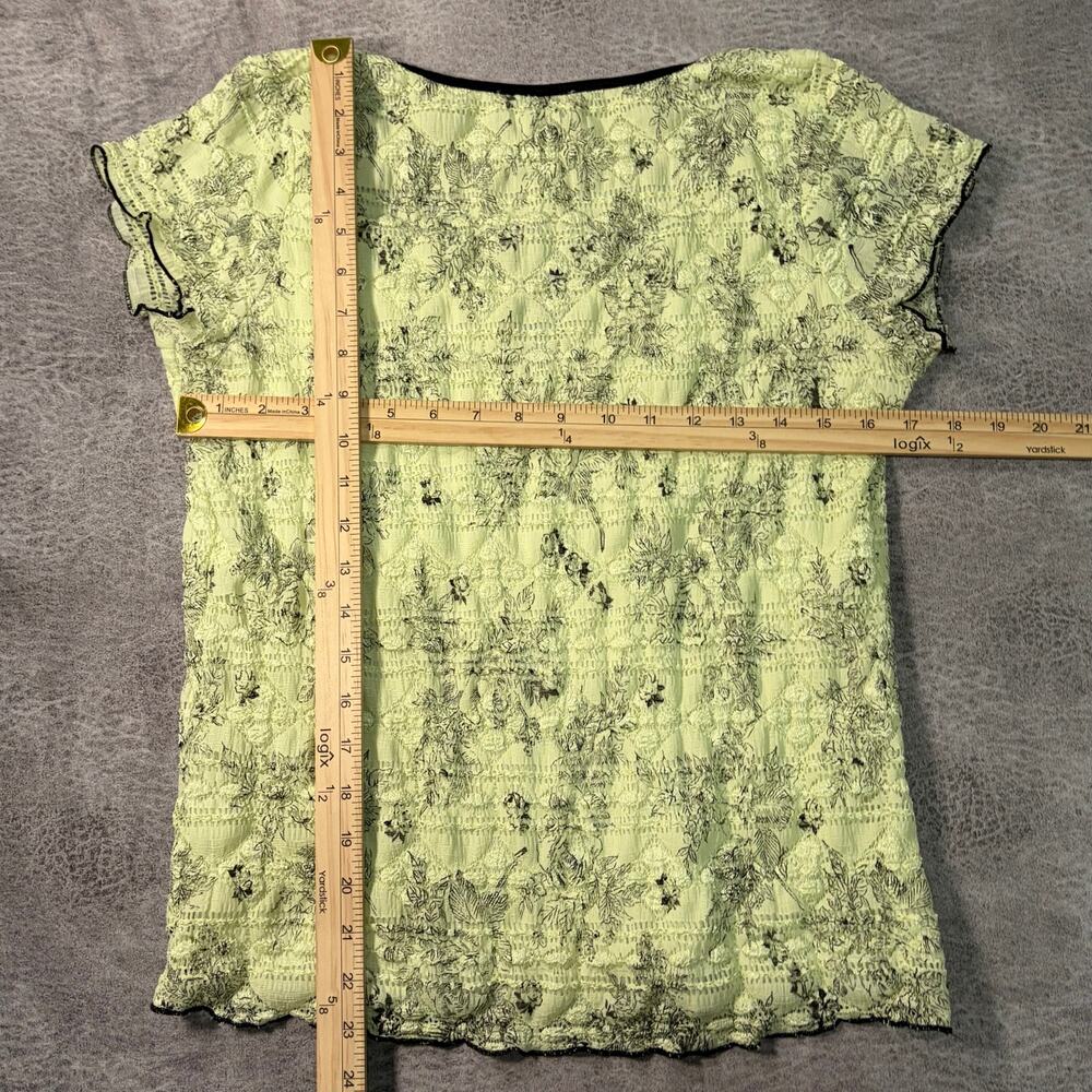 Vintage Ruched Floral Dressbarn Lettuce Hem Blouse - Picture 7 of 7